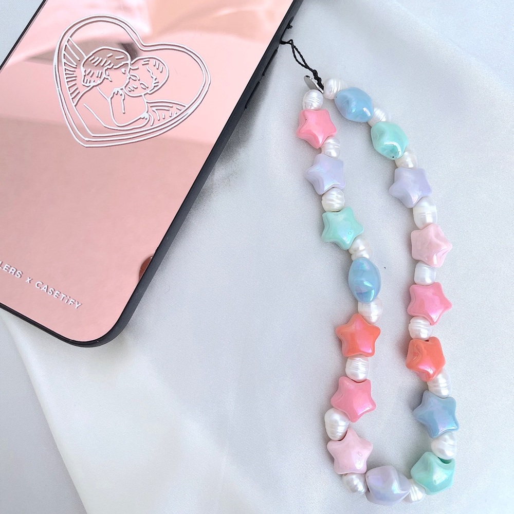 Beaded phone charm y2k aesthetic wildflower casetify pastel